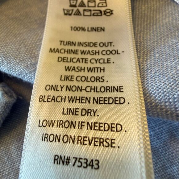 Sigrid Olsen Shirt Light Blue Linen High Low Button Up Size L Beachy, Casual - Picture 13 of 13